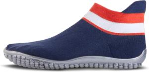 sneaker Hausschuh blau, rot-weißer Bund