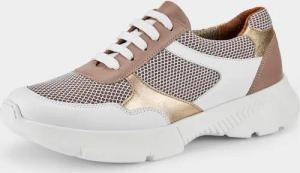 Sneaker mit Netzeinsatz - weiß / rosé / goldfarben - Gr. 39 von Goldner Fashion