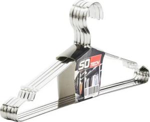 SO-TECH® Kleiderbügel Garderobenbügel Design Edelstahl 450 x 193 mm mit Haken, (Spar-Set, 5-tlg), Stärke 8 x 2,5 mm, mit spezieller Antirutsch-Nut