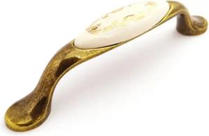 SO-TECH® Möbelgriff Porzellangriff VENUS Messing Antik / Cremefarbig BA 96 mm, Griff Schrankgriff Schubladengriff - incl. Schrauben