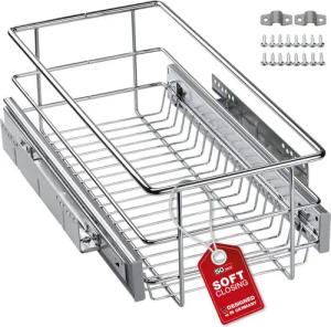 SO-TECH® Schublade Drahtkorbauszug Teleskopauszug zum Nachrüsten, kugelgelagert, Breite 30 cm Teleskopschublade mit SoftClose und Befestigungsmaterial