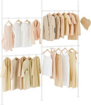 SoBuy Kleiderständer KLS03, verstellbarer offener Kleiderschrank für Schlafzimmer, Garderobenständer mit 4 Kleiderstangen Teleskop Garderoben System