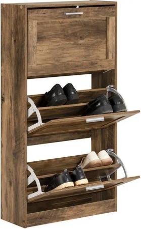 SoBuy Schuhschrank FSR137-L, Schuhkipper Schuhablage Schuhregal Schuhkommode 3 Klappen, Schuhschrank schmal, perfekt für schmale Flure, für 18 Paar