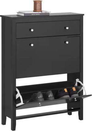 SoBuy Schuhschrank FSR89, Schuhkipper schmal, Kommode für 12-14 Paar Schuhe, Flur mit 2 Klappen Schuhregal mit Schublade Schuhkommode Schuhablage