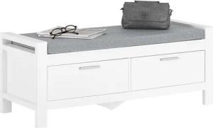 SoBuy Sitzbank FSR74, Schuhschrank schmal, Schuhbank mit Sitzfläche Schuhregal, Garderobenbank mit Stauraum mit 2 Schubladen Bettbank mit Sitzfläche