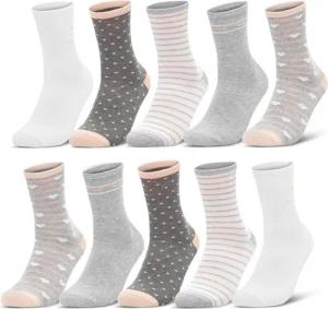 sockenkauf24 Basicsocken 10 Paar Damen Socken Mehrfarbig Streifen Punkte (34911/2, 35-38) Herzen Maritim Baumwolle