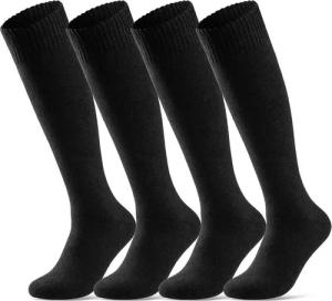 sockenkauf24 Kniestrümpfe 4 Paar Herren Thermostrümpfe mit Innenfrottee Winterstrümpfe 22350 (Schwarz, 43-46)