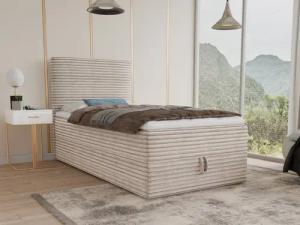 Sofnet Boxbett Mollo Mini (großer Bettkasten, Bonell-Matratze und Topper), Einzelbett, Polsterbett mit Kopfteil, Boxspringbett, Cordstoff