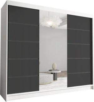 Sofnet Kleiderschrank Davos VI (mit Spiegel, Schiebetüren und Kleiderstange) Schwebetürenschrank mit 3 Türen, Schiebetürenschrank - 250x215x58 cm