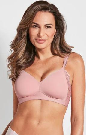 Soft-BH mit glatter Schale und Spitzendetails - altrosé - Gr. 90 B von Goldner Fashion