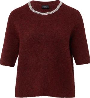 Softer Kurzarm-Pullover aus Wollmix mit Schmuck-Detail