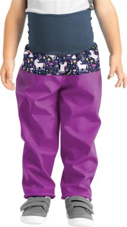 Softshell-Hose mit Fleece für Kleinkinder Basic, Brombeere, Einhörner