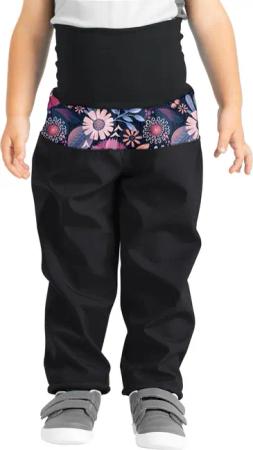Softshell-Hose mit Fleece für Kleinkinder Basic, Schwarz, Magische Blumen