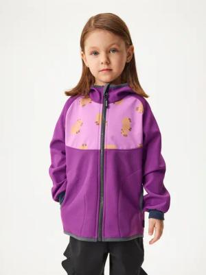 Softshell-Jacke mit Fleece für Kinder Basic, Brombeere, Wasserschweine