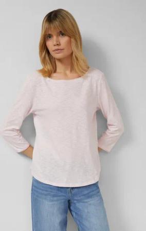 s.Oliver 3/4-Arm-Shirt T-Shirt Shirt mit Flammgarnstruktur und 3/4-Ärmeln