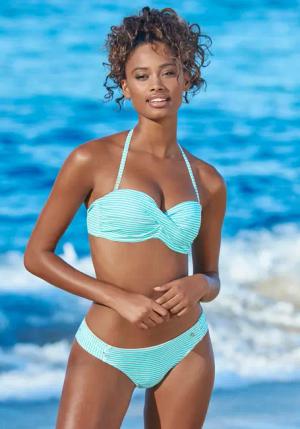 S.OLIVER Bügel-Bandeau-Bikini Damen mint-weiß Gr.36 Cup E
