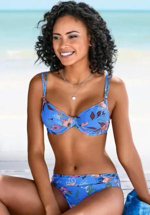 S.OLIVER Bügel-Bikini-Top Damen blau-bedruckt Gr.38 Cup B