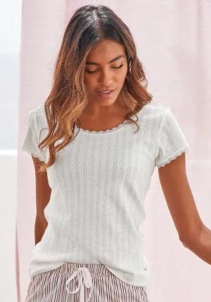 S.OLIVER Damen Pyjamaoberteil ecru Gr.32/34