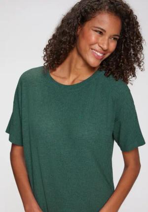 S.OLIVER Damen Pyjamaoberteil grün-meliert Gr.40/42