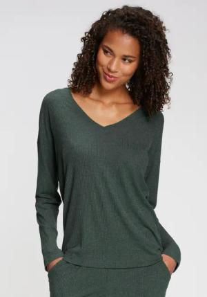 S.OLIVER Damen Pyjamaoberteil grün-meliert Gr.48/50