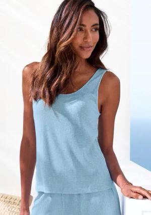 S.OLIVER Damen Pyjamaoberteil hellblau-meliert Gr.44/46