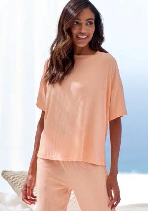 S.OLIVER Damen Pyjamaoberteil orange-meliert Gr.32/34