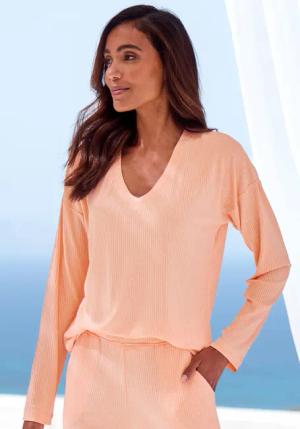 S.OLIVER Damen Pyjamaoberteil orange-meliert Gr.40/42