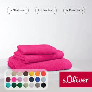 s.Oliver Handtuch Set "s.Oliver, Premium Qualität, 600 gr/m²," Set 3 Stk. Walkfrottier 1 Gästetuch 30x50 cm, 1 Handtuch 50x100 cm, 1 Duschtuch 70x140 cm