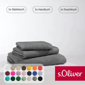 s.Oliver Handtuch Set "s.Oliver, Premium Qualität, 600 gr/m²," Set 3 Stk. Walkfrottier 1 Gästetuch 30x50 cm, 1 Handtuch 50x100 cm, 1 Duschtuch 70x140 cm