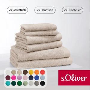 s.Oliver Handtuch Set "s.Oliver, Premium Qualität, 600 gr/m²" Set 6 Stk. Walkfrottier 2 Gästetücher 30x50, 2 Handtücher 50x100, 2 Duschtücher 70x140
