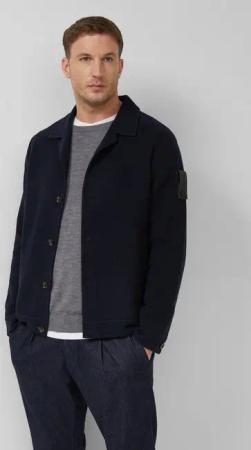 s.Oliver Hemdjacke Outdoor-Jacke Softes Overshirt mit Wolle und Label-Patch