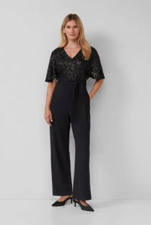 s.Oliver Jumpsuit Overall Festlicher Overall mit Pailletten und Bindegürtel