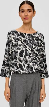s.Oliver Kurzarmbluse Bluse Gemusterte Bluse aus Jacquard
