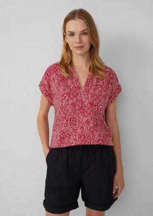 s.Oliver Kurzarmbluse Bluse Leichte Baumwoll-Bluse mit All-over-Print