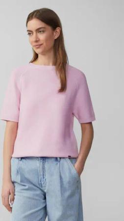 s.Oliver Kurzarmpullover Strickpullover Strickpullover mit feiner Rippstruktur