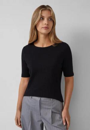 s.Oliver Kurzarmshirt T-Shirt Geripptes Jerseyshirt aus Baumwollstretch