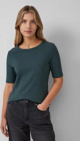 s.Oliver Kurzarmshirt T-Shirt Geripptes Jerseyshirt aus Baumwollstretch