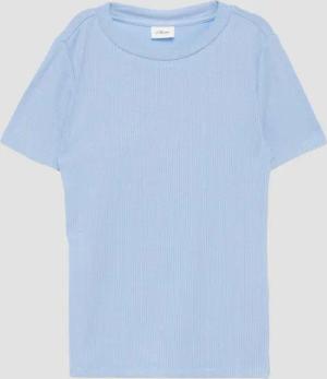 s.Oliver Kurzarmshirt T-Shirt Geripptes Slim-Fit-Shirt aus Viskosemix