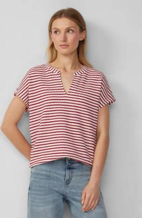 s.Oliver Kurzarmshirt T-Shirt Strukturiertes T-Shirt im O-Shape