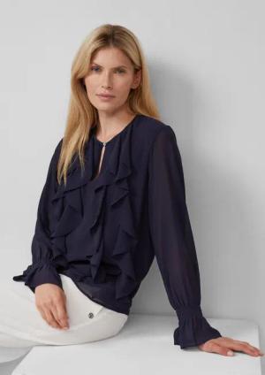 s.Oliver Langarmbluse Bluse Chiffonbluse mit Volants