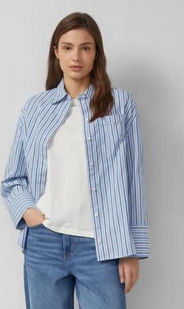 s.Oliver Langarmbluse Bluse Gestreifte Popeline-Bluse im Relaxed Fit mit Hemdkragen