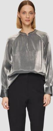 s.Oliver Langarmbluse Bluse Schimmernde Bluse aus Viskosemix mit Perlmuttknöpfen