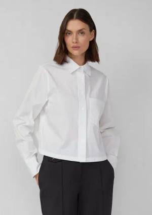 s.Oliver Langarmbluse Bluse Verkürzte Hemdbluse aus Popeline