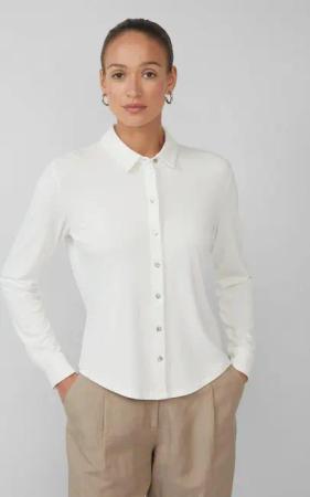 s.Oliver Langarmbluse T-Shirt Jerseybluse mit Perlmuttknöpfen