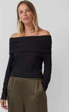 s.Oliver Langarmshirt T-Shirt Strukturiertes Off-Shoulder-Shirt im Slim Fit