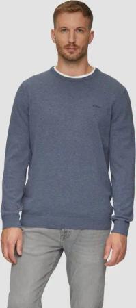 s.Oliver Longpullover Strickpullover Baumwollpullover mit Logo-Stickerei
