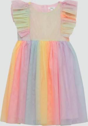 s.Oliver Minikleid Kleid Ausgestelltes Kleid aus Mesh in Regenbogenfarben