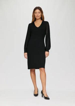s.Oliver Minikleid Kleid Feinstrick-Kleid mit semitransparenten Ärmeln
