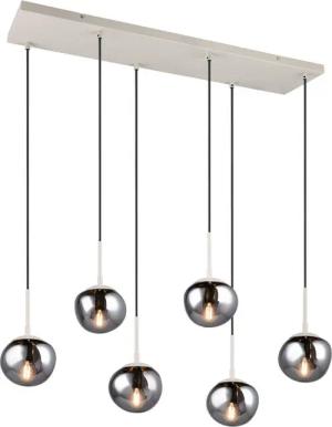 s.Oliver Pendelleuchte ANJELLA, Hängelampe beige exkl. E14, warm grey (beige) + smoke Glas, Leuchtmittel wechselbar, warmweiß - kaltweiß, mit mundgeblasenen Glasschirmen in rauchgrau, max 10W