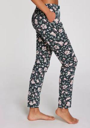 S.OLIVER Pyjamahose Damen dunkelgrün-rosa-geblümt Gr.44/46